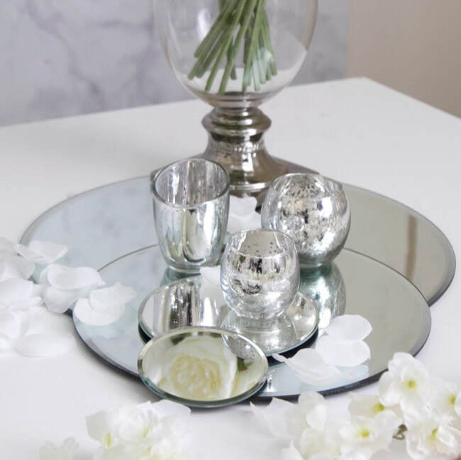 Mirrored plates for candles deals